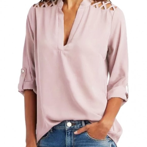 Taro Purple Crisscross Shoulder Blouse - Picture 3 of 4